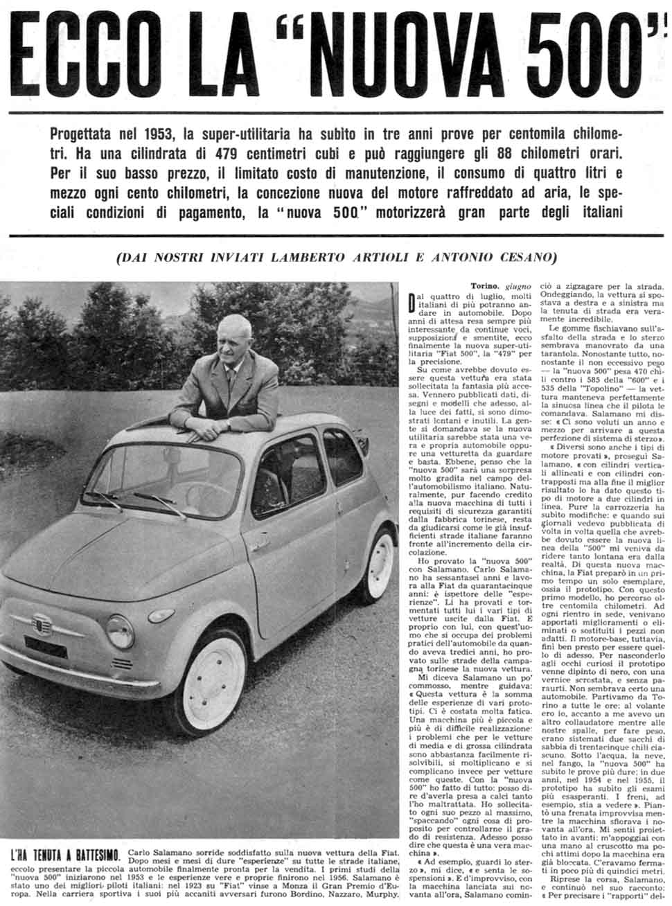 Presentazione 500, Il Tempo 11/7/1957